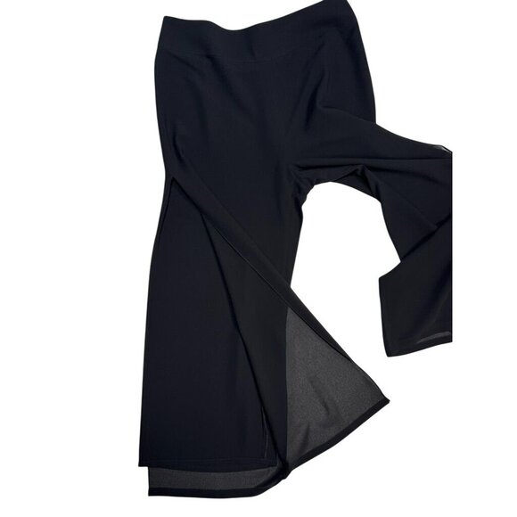 Modefia Womens Black Wide-Leg Pants With Sheer Side Panels Size Made In Korea Ra - Picture 2 of 7